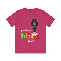 Celebrate academic success with this vibrant ‘Future HBCU Grad’ design featuring a proud African American girl in a black cap and gown. Show your support for Historically Black Colleges and Universities while inspiring the next generation of leaders. This bold, Berry colored short-sleeve T-shirt highlights educational excellence and cultural pride, making a powerful statement of empowerment and heritage.