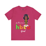 Celebrate academic success with this vibrant ‘Future HBCU Grad’ design featuring a proud African American girl in a black cap and gown. Show your support for Historically Black Colleges and Universities while inspiring the next generation of leaders. This bold, Berry colored short-sleeve T-shirt highlights educational excellence and cultural pride, making a powerful statement of empowerment and heritage.